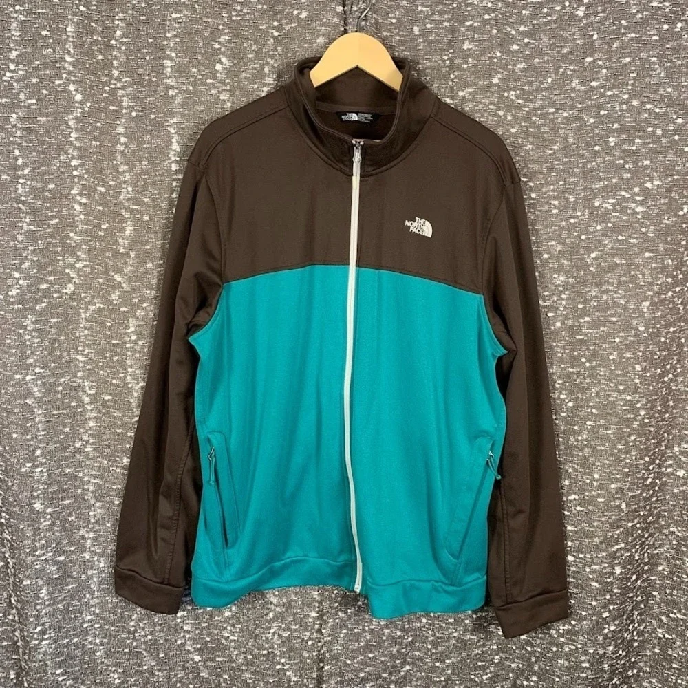 The North Face Full Zip Sweatshirt Teal/Brown Logo Athletic Gorpcore Men's XL
